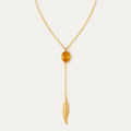 Citrine Feather Lariat - Ourfin Necklaces